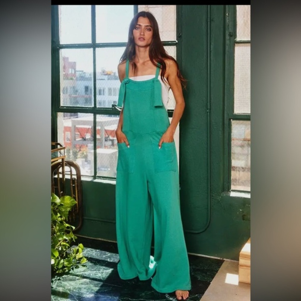 BUCKETLIST Teal Green Wide-Leg Overalls